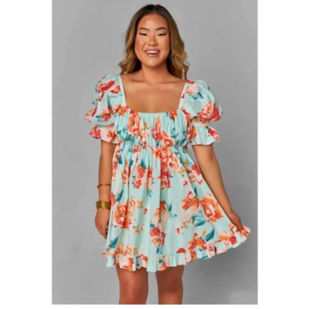 New Buddy Love Valentina puff sleeve Babydoll Dress Sussex size large